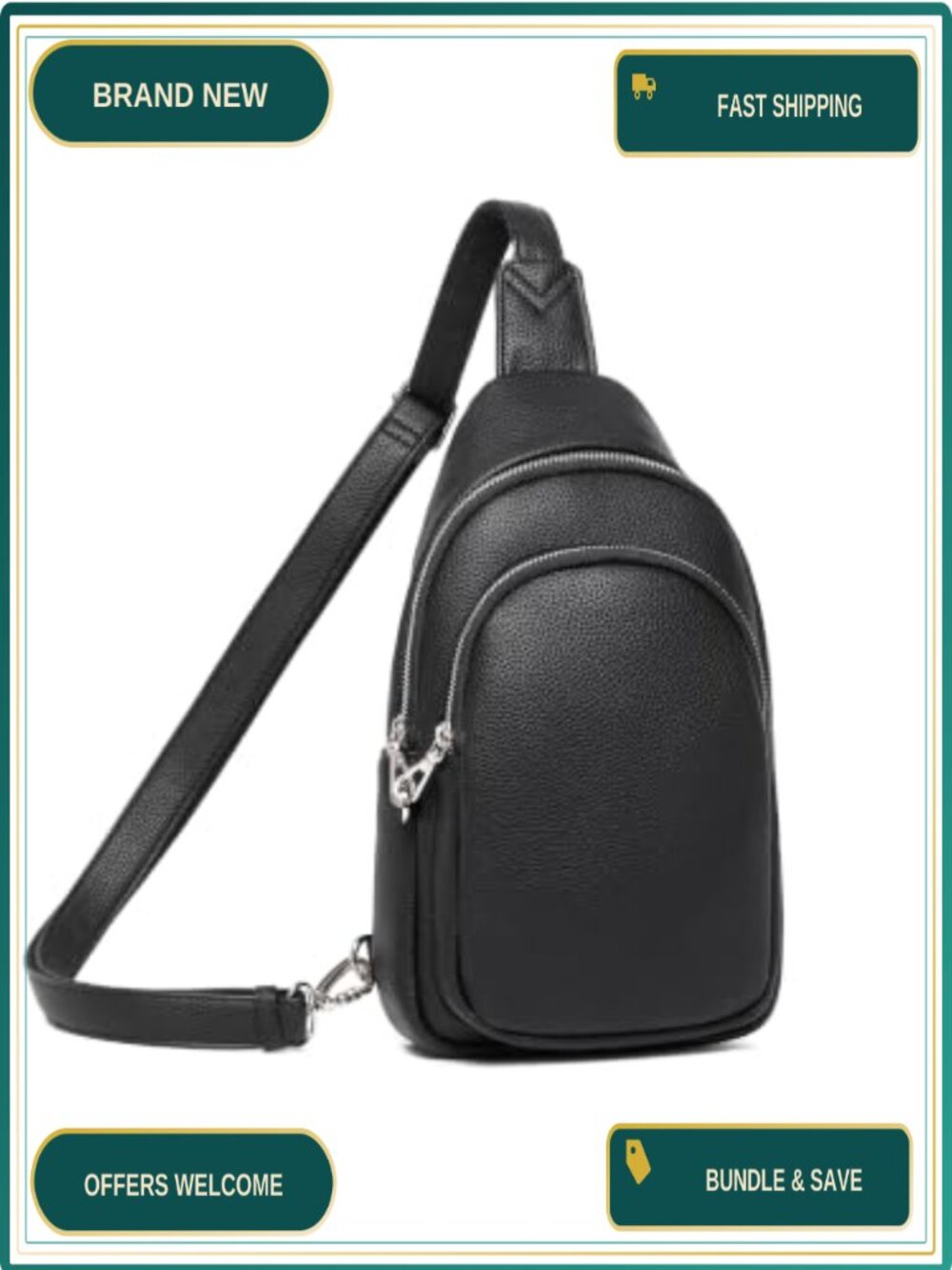 Anti Theft Crossbody Bag RFID Slash Resistant Sling Purse Vegan Leather